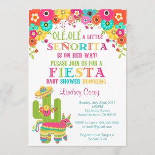 Fiesta Baby Shower Invitation~ Piñata and Flowers Invitation