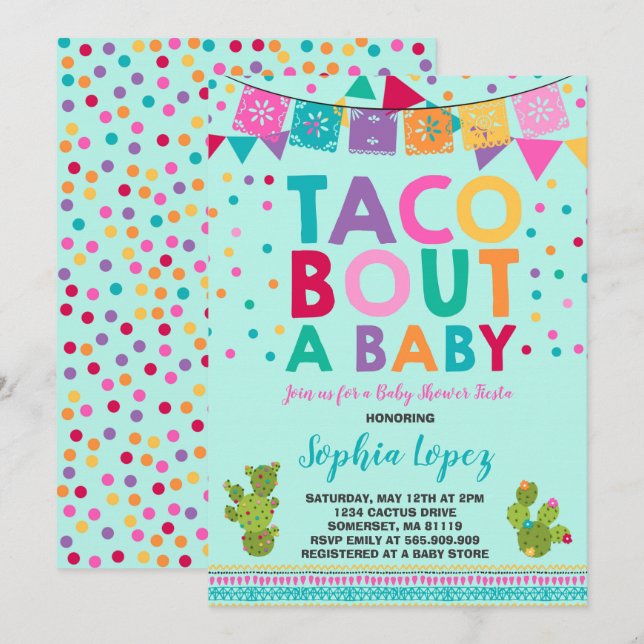 Fiesta Baby Shower Invitation Taco Bout A Baby (Front/Back)