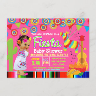 Fiesta Baby Shower Invitation with Baby Girl