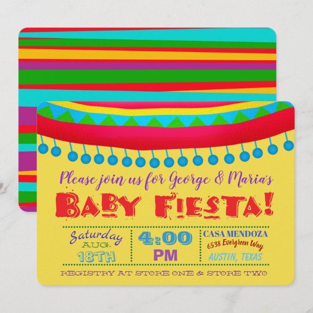 Fiesta Baby Shower Invitations (Front/Back)