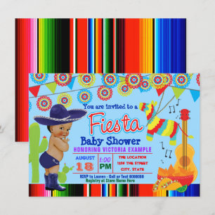 Fiesta Baby Shower Invitations with Baby Boy