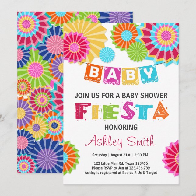 Fiesta Baby Shower Mexican Gender Neutral Colourfu Invitation (Front/Back)