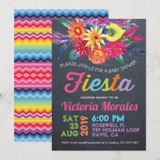 Fiesta Baby Shower Party Invitation (Front/Back)