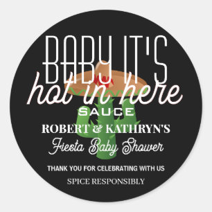 Fiesta Baby Shower Personalized Hot Sauce Classic  Classic Round Sticker