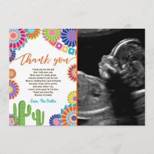 Fiesta Baby Shower Thank You Card Mexican Cactus