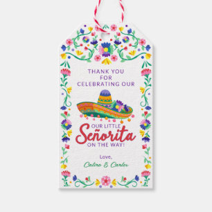 Fiesta Baby Shower Thank You Tag – Floral Sombrero