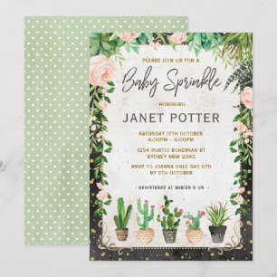 Fiesta Baby Sprinkle Invitation Cactus Verdure