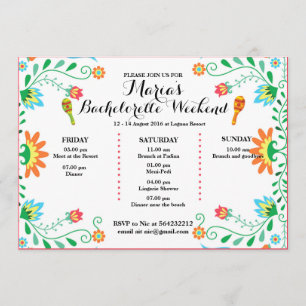 Fiesta Bachelorette Party Itinerary Invitation, Invitation