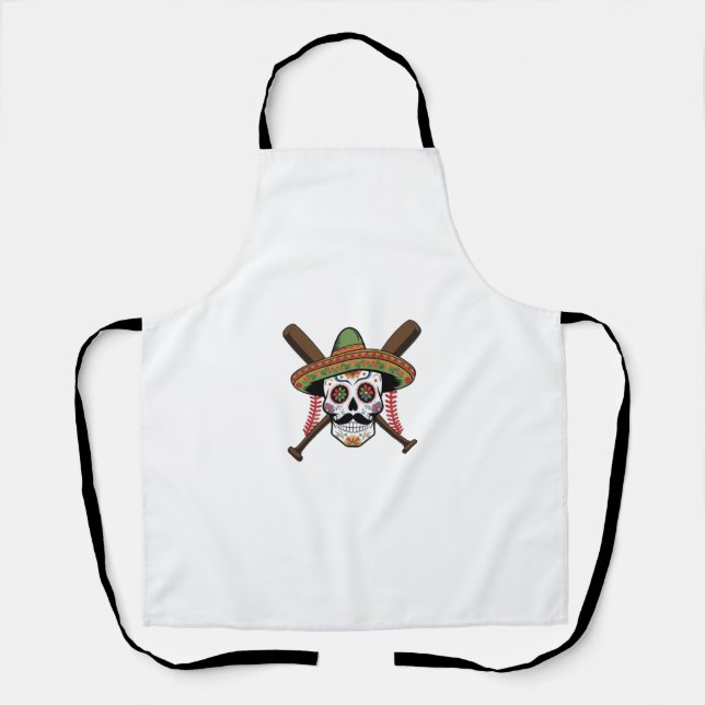 Fiesta Baseball Sugar Skull Design Apron (Front)