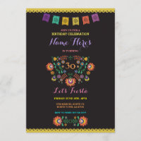 Fiesta Birthday Floral Mexico 30th Invitation