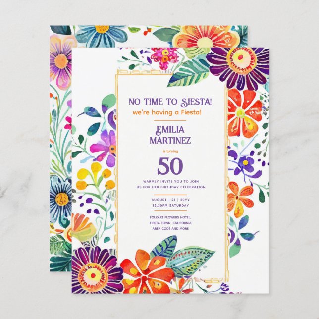 FIESTA Birthday  Folkart Flowers 21st 25th 30th (Front/Back)