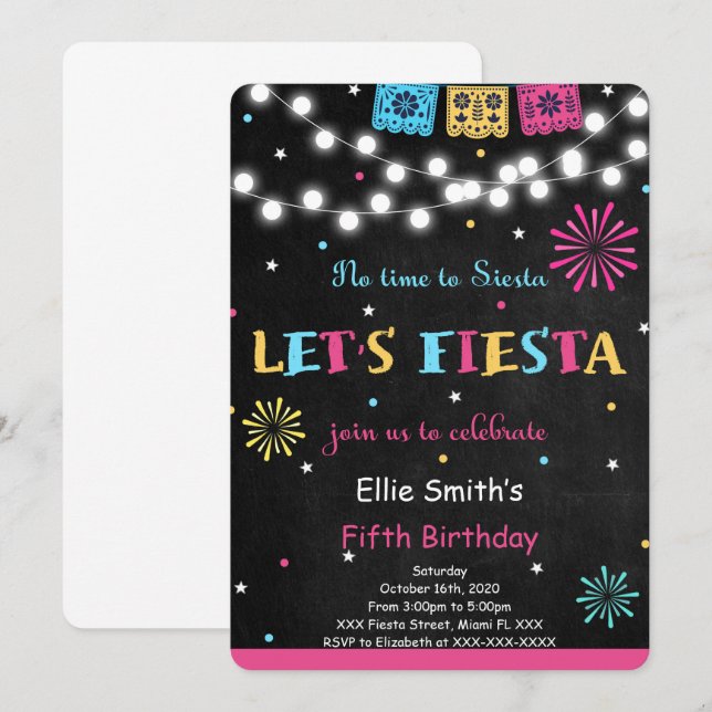 Fiesta Birthday Invitation (Front/Back)