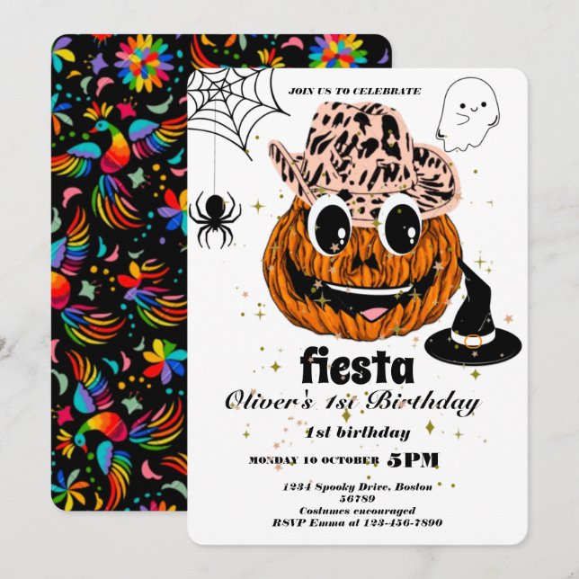Fiesta Birthday Invitation Chalkboard Mexican (Front/Back)