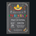 Fiesta Birthday Invitation Chalkboard Mexican<br><div class="desc">Fiesta Birthday Invitation. Mexican theme Birthday Party Invitation. Cinco de Mayo. First 1st Birthday,  Any Ages. Colourful Mexican Festive Party Elements. For further customization,  please click the "Customize it" button and use our design tool to modify this template.</div>