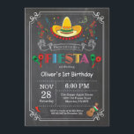 Fiesta Birthday Invitation Chalkboard Mexican<br><div class="desc">Fiesta Birthday Invitation. Mexican theme Birthday Party Invitation. Cinco de Mayo. First 1st Birthday,  Any Ages. Colourful Mexican Festive Party Elements. For further customization,  please click the "Customize it" button and use our design tool to modify this template.</div>