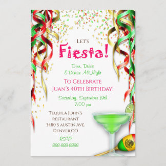 Fiesta Birthday Invitation Mexican Confetti Fiesta