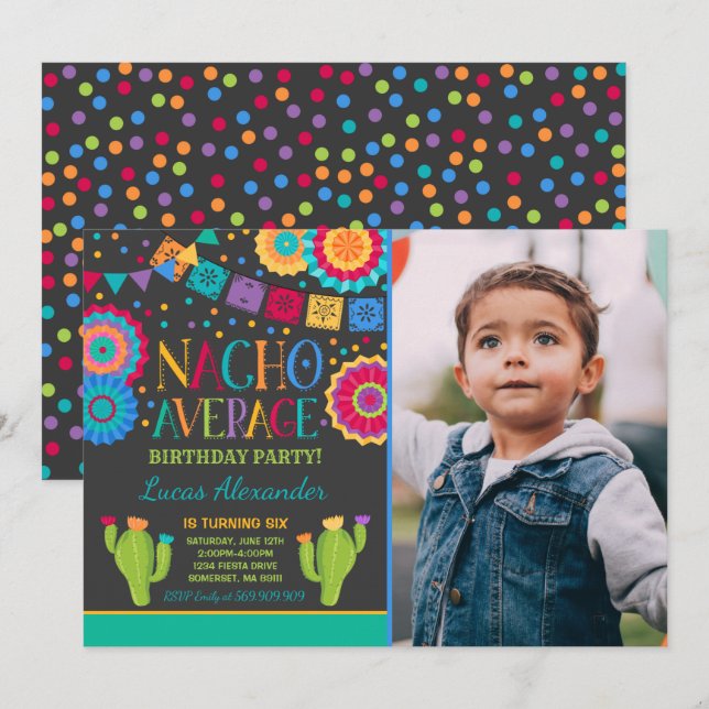 Fiesta Birthday Invitation Nacho Average Party (Front/Back)