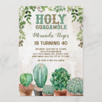 Fiesta Birthday Invitation Rustic Cactus Succulent
