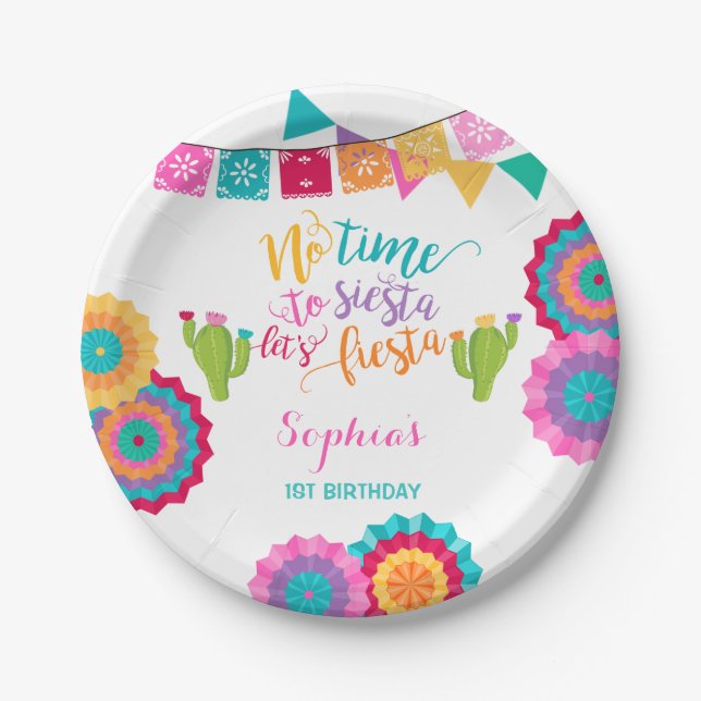 Fiesta Birthday Paper Plate No Time To Siesta (Front)