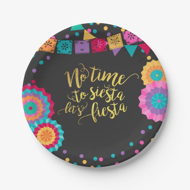 Fiesta Birthday Paper Plate No Time To Siesta (Front)