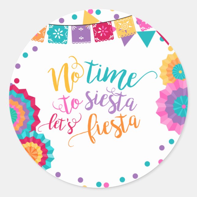 Fiesta Birthday Party Favour Tag Sticker Seal (Front)