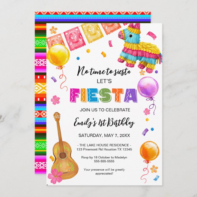 FIESTA Birthday Party Invitation (Front/Back)