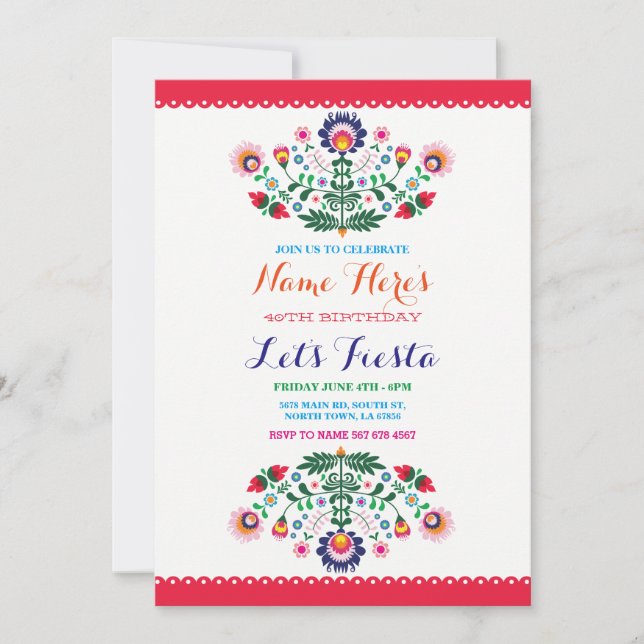 Fiesta Birthday Party Mexican Invitation (Front)