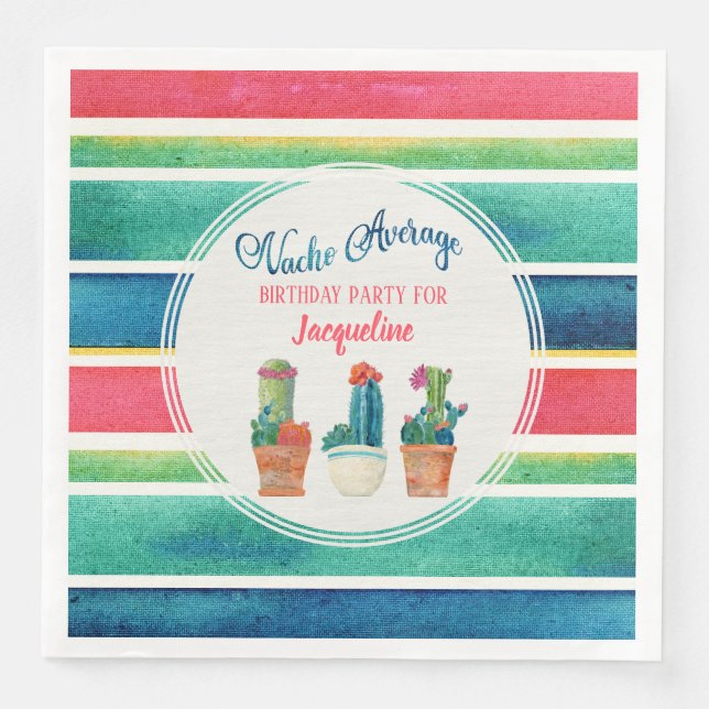 Fiesta Birthday Party Nacho Average Cactus Pots Napkin (Front)