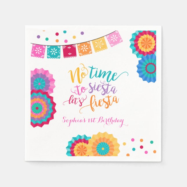 Fiesta Birthday Party Napkin No Time To Siesta (Front)
