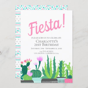 Fiesta Birthday succulent cactus wedding Invitation