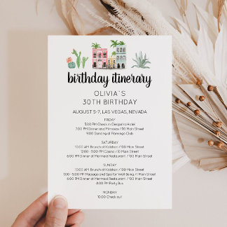 Fiesta Birthday Weekend Itinerary Card