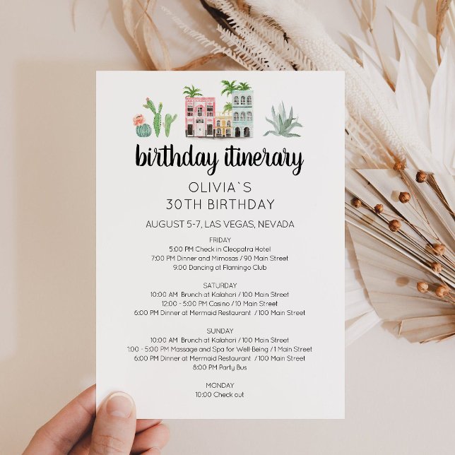 Fiesta Birthday Weekend Itinerary Card (Fiesta Birthday Weekend Itinerary Card)