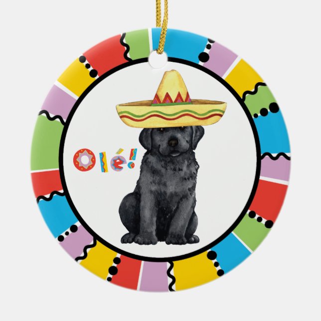 Fiesta Black Lab Ceramic Ornament (Front)