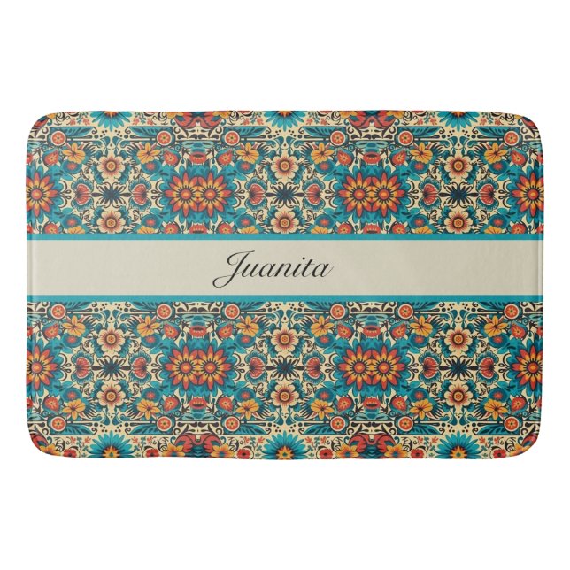 Fiesta Blooms customizable Bath Mat (Front)