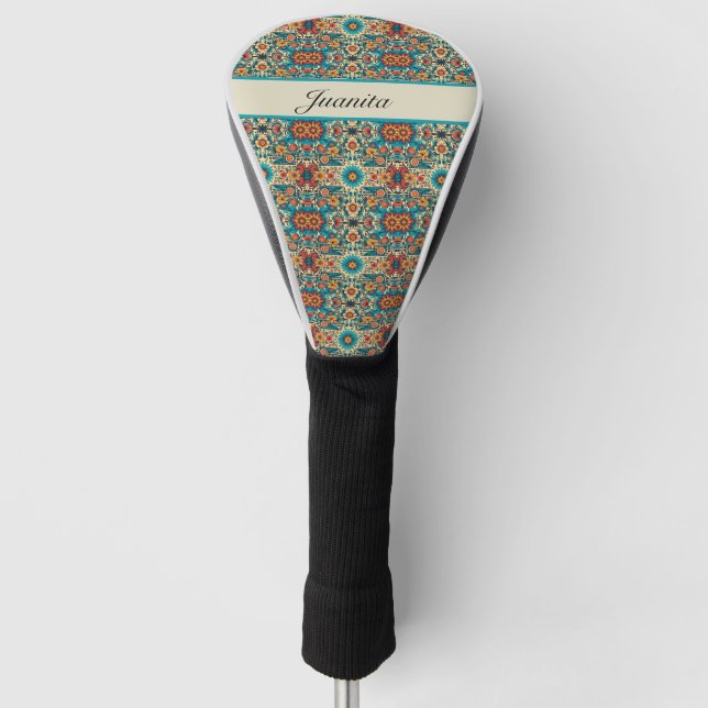 Fiesta Blooms, customizable Golf Head Cover (Front)