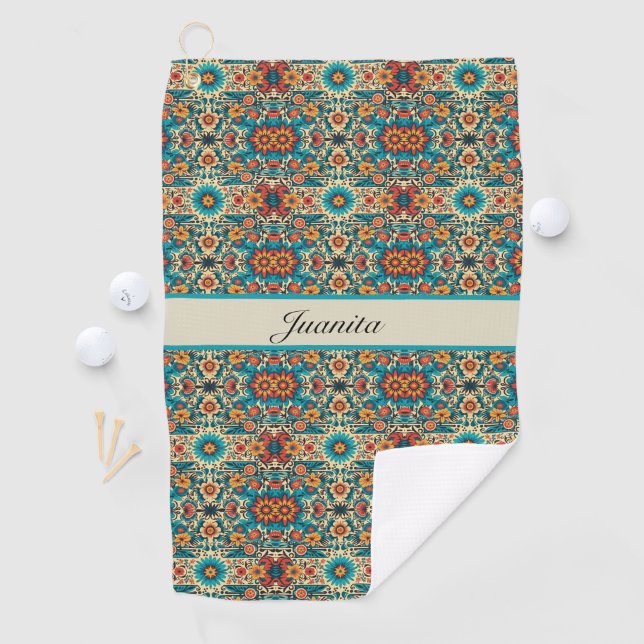 Fiesta Blooms, customizable Golf Towel (InSitu)
