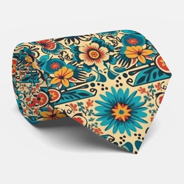 Fiesta Blooms, customizable Tie (Rolled)