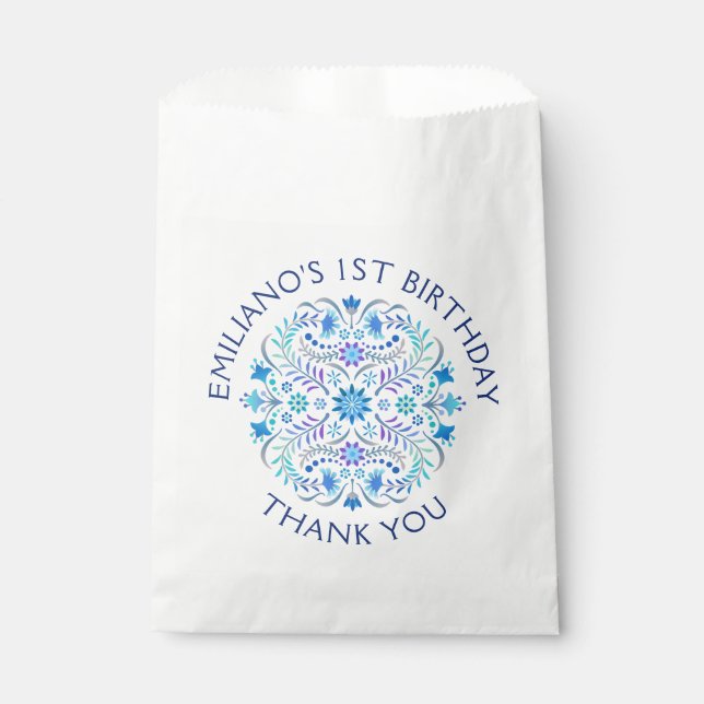 Fiesta Blue Birthday Shower Wedding Favour Bag (Front)