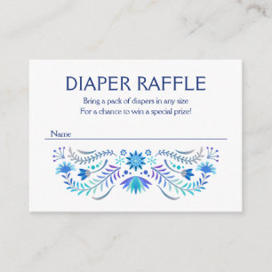 Fiesta Blue Diaper Raffle Baby Shower Enclosure Card
