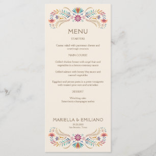 Fiesta Boho Birthday Shower Wedding Menu