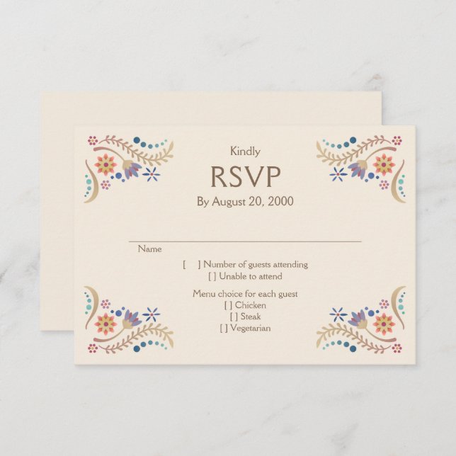 Fiesta Boho Mariage Quinceañera RSVP (Devant / Derrière)