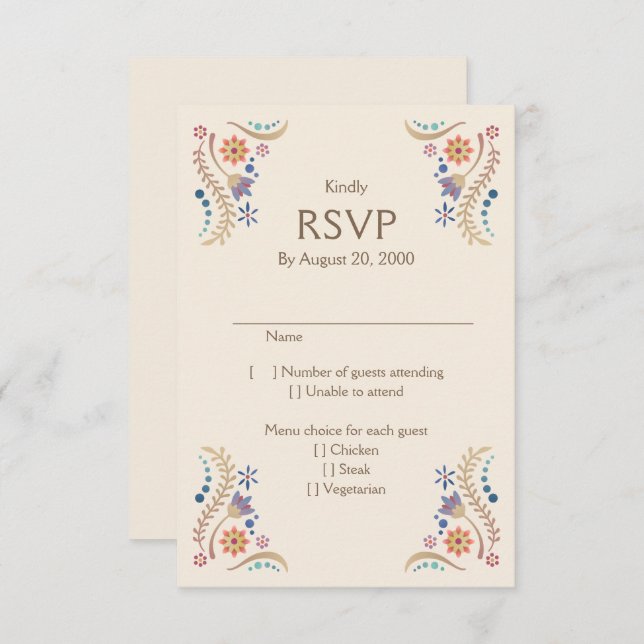Fiesta Boho Mariage Quinceañera RSVP (Devant / Derrière)