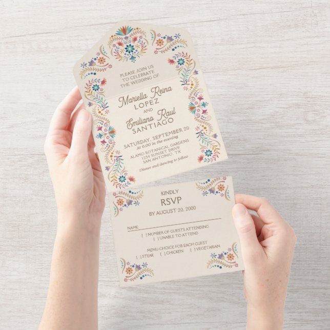Fiesta Boho Wedding All In One Invitation (Tearaway)