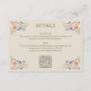 Fiesta Boho Wedding QR Details Enclosure Card