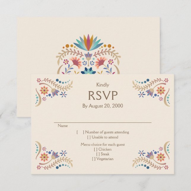 Fiesta Boho Wedding Quinceañera RSVP (Front/Back)