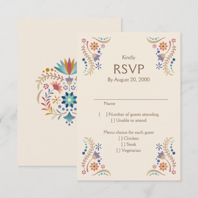 Fiesta Boho Wedding Quinceañera RSVP Card (Front/Back)