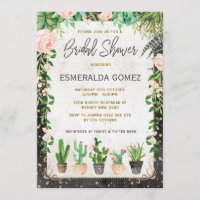 Fiesta Bridal Shower Invite Succulent Cactus Party