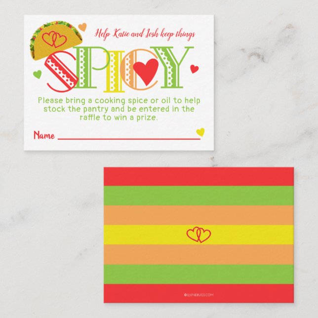 Fiesta Bridal Shower Tacos Spice Raffle Ticket (Front/Back)