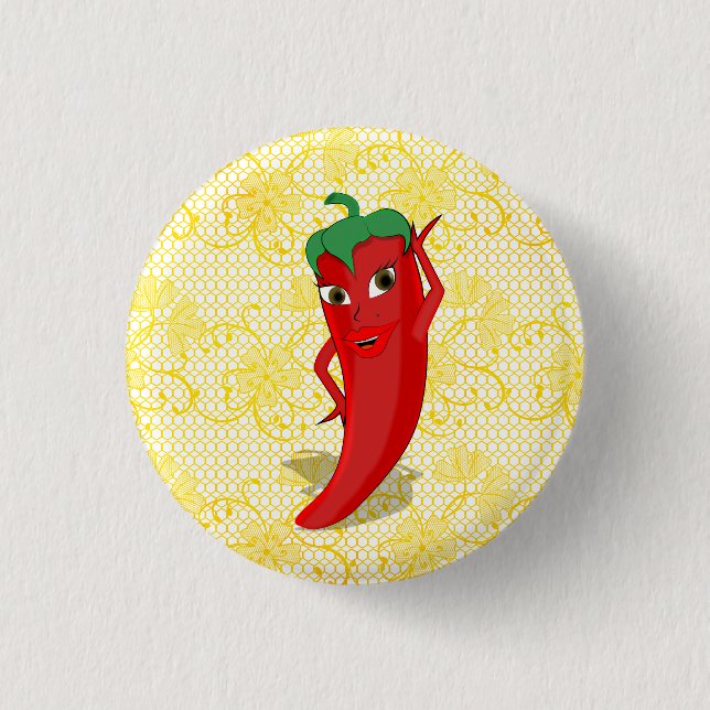 Fiesta Bridal Shower With Red Hot Pepper Diva 1 Inch Round Button (Front)