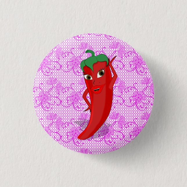 Fiesta Bridal Shower With Red Hot Pepper Diva 1 Inch Round Button (Front)